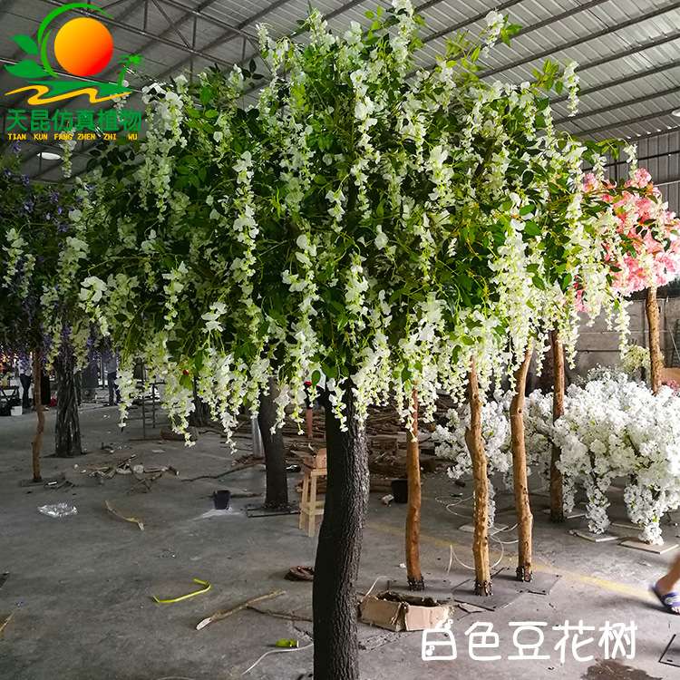 天昆仿真白色豆花树婚庆基地仿真花树室外造景假树厂家直销仿真树
