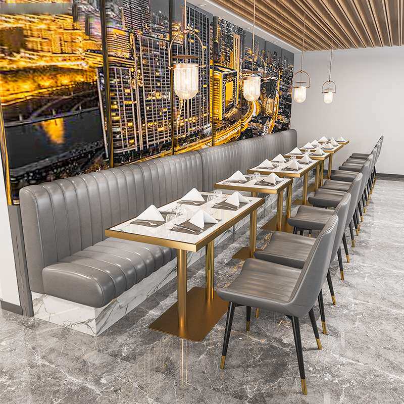 餐厅甜品店小圆桌咖啡厅凳子组合商用奶茶店长桌卡座沙发靠墙家具