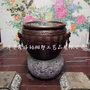 纯铜庭院铜缸百福缸铸铜宫门缸太平吉祥缸金属水缸门海双耳铜大缸