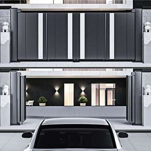 院子遥控大门自建房庭院户外围墙折扇别墅院坝车库悬浮电动折叠门