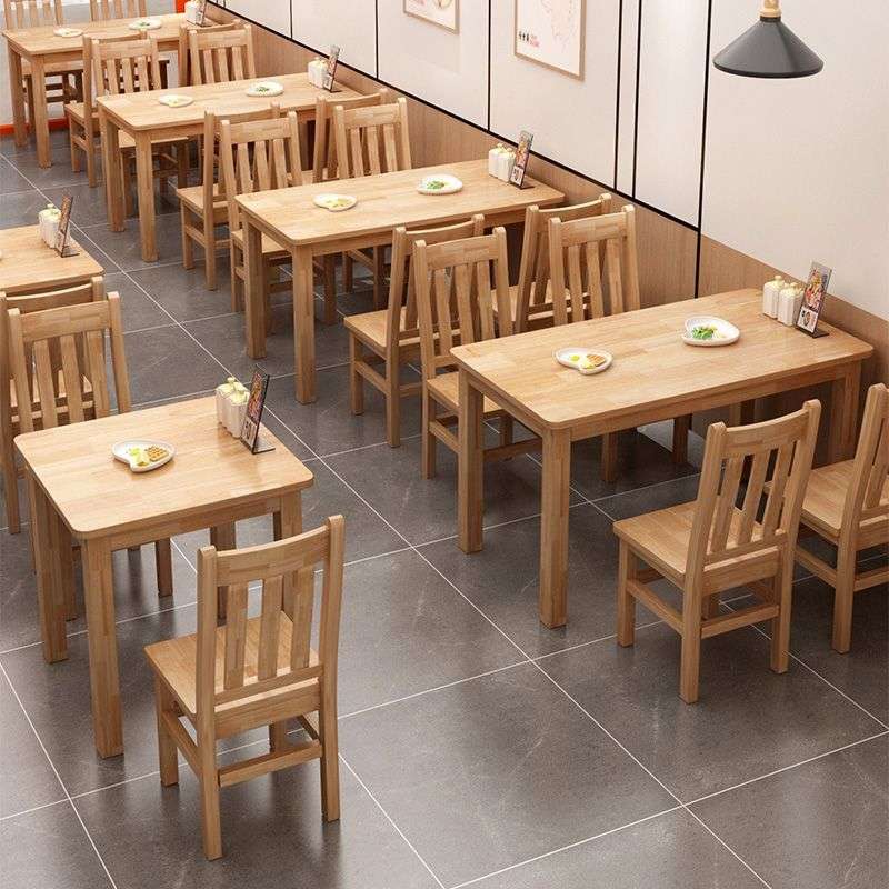 实木快餐桌椅组合餐饮饭店面馆早餐食堂小吃店拉面长方形桌椅板凳