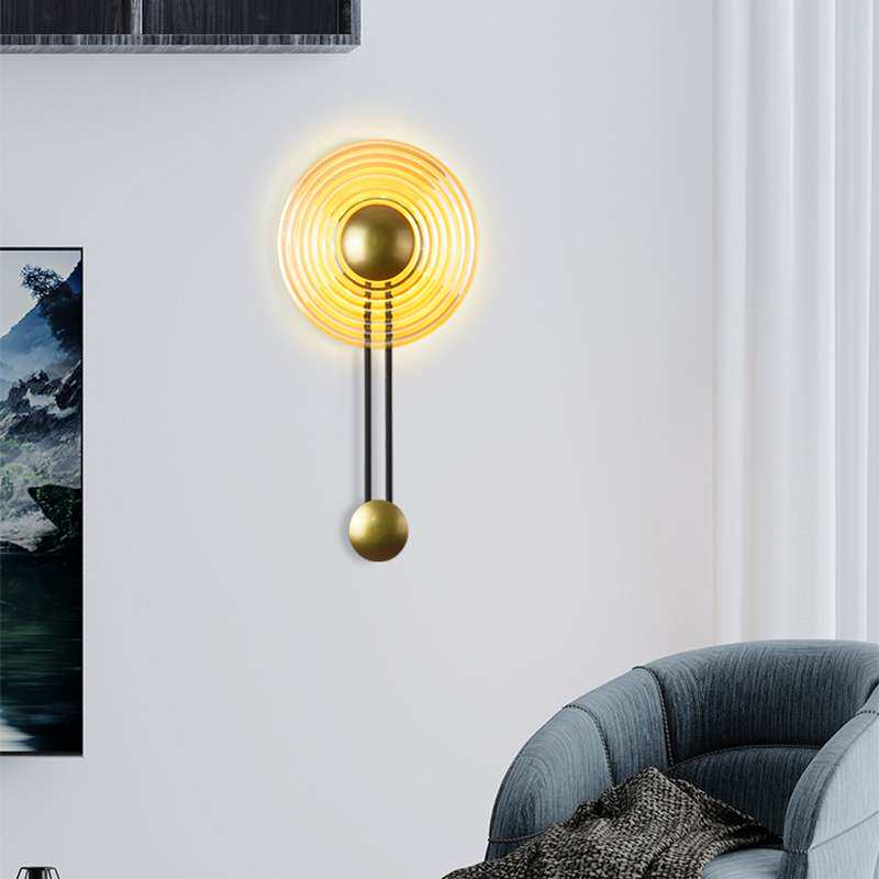 跨境简约壁灯led床头灯现代北欧圆形主卧室灯具客厅灯LED壁灯