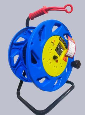 蓝色330塑料220V伸缩移动式电源电缆卷盘 防爆尼龙电缆绕线盘