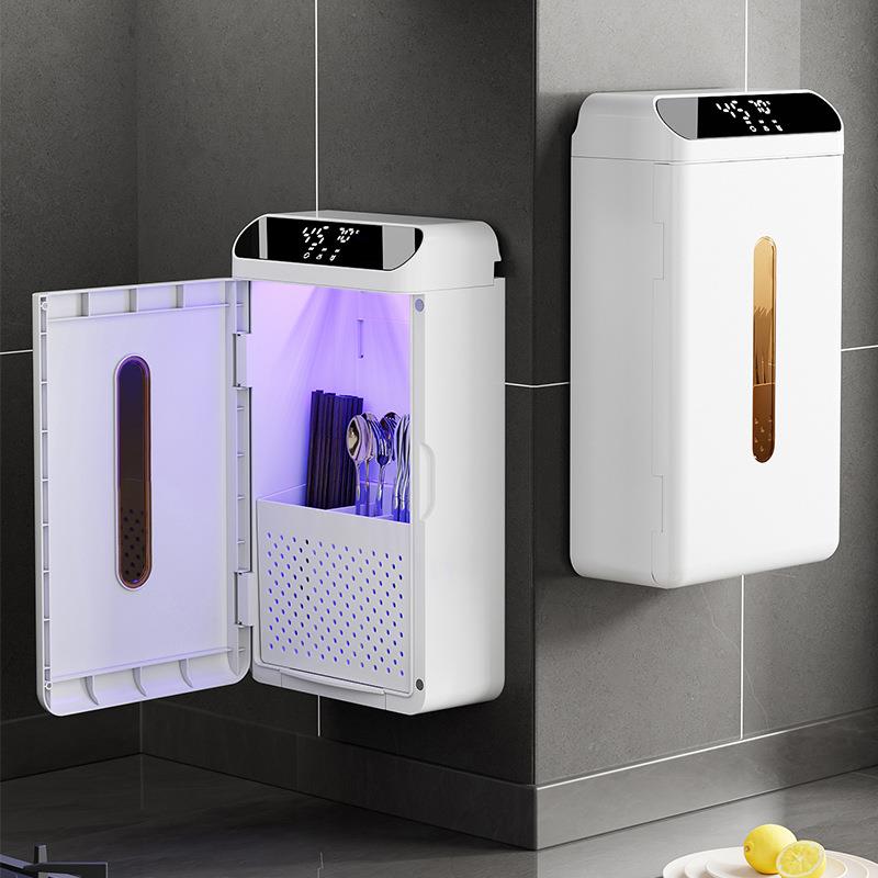 筷子收纳盒厨房筷子筒家用小型紫外线消毒收纳盒筷子勺子沥水篮