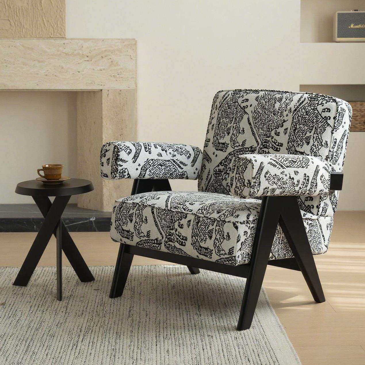 昌迪加尔沙发椅虎山纹复古设计师单椅中古椅提花面料扶手休闲椅子,电子元器件市场,其它元器件,淘宝优惠券,粉丝福利购,淘宝优惠卷