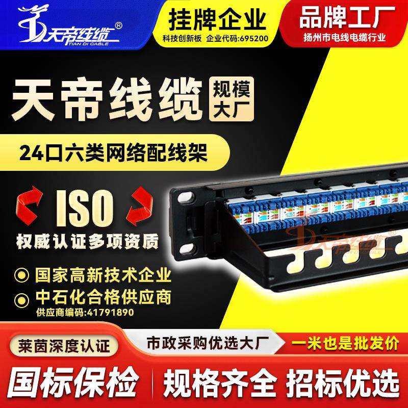 厂家直销天帝六类免打网络配线架机柜理线盒直通千兆1U网线