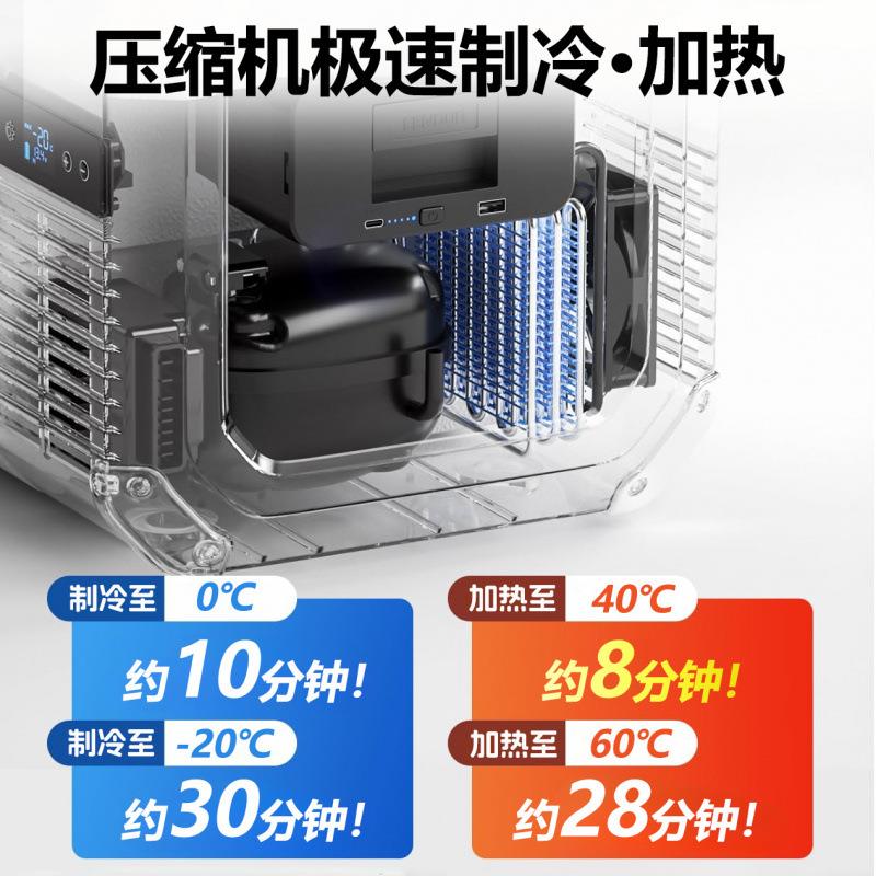 2025新款车载冰箱压缩机制冷暖户外车家两用电池迷你小型冰柜加热