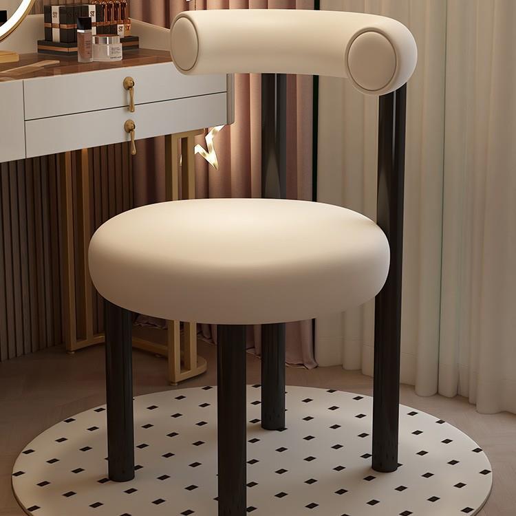 奶油风化妆凳简约卧室化妆椅小胖椅羊羔毛梳妆台椅子女生轻奢凳子