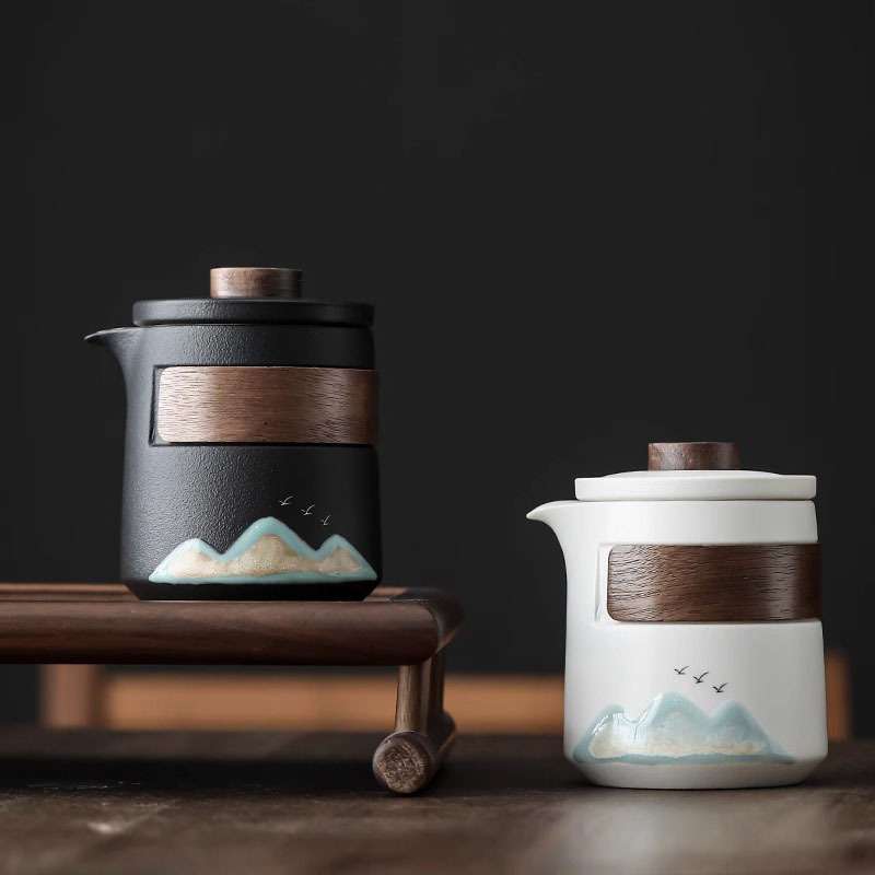 千里江山旅行茶具套装便携式快客杯一壶四杯户外露营随身泡茶杯