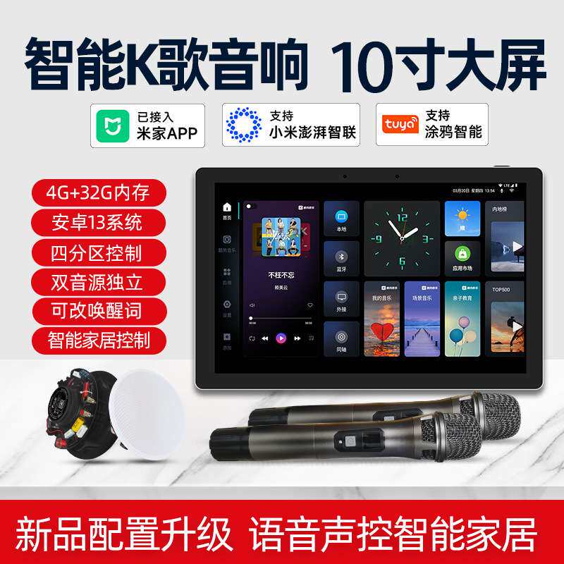 浪歌R16智能音响主机10寸屏语音声控背景音乐系统K歌家庭影院套装