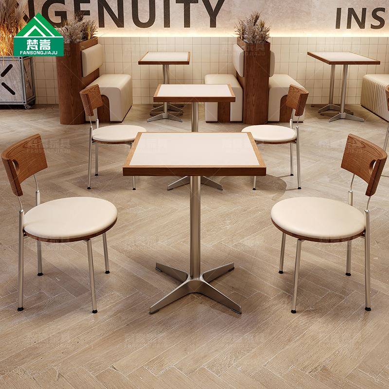 韩系轻食简餐店桌椅咖啡厅奶茶甜品店桌椅现代简约轻食店餐桌椅