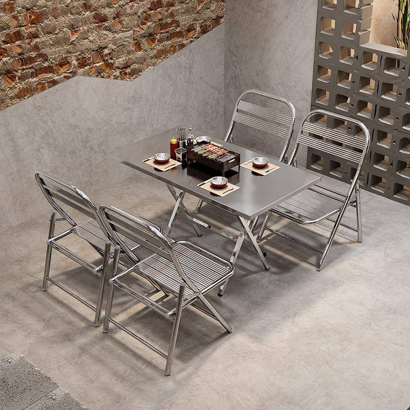 淄博烧烤店桌椅不锈钢网红烤肉夜宵店矮桌子餐厅大排档小吃店商用