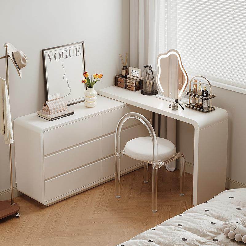转角梳妆台斗柜一体现代卧室简约2025新款床尾柜化妆桌收纳一体柜