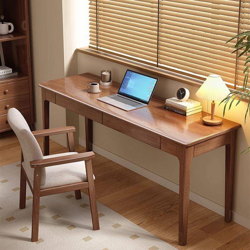 现代简约成人长条桌全实木窄书桌家用小户型学生学习写字桌电脑桌