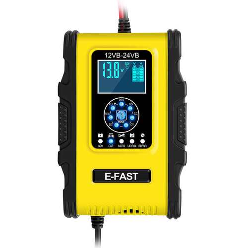 12V24V12A7段式铅酸电池充电器显示屏14.6V锂电汽车充电动电瓶