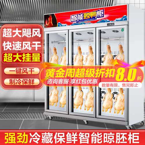 粤越月商用智能晾鸭柜烧鹅烧腊烘干机晾胚凉烤鸭风干柜风冷晾鸭柜