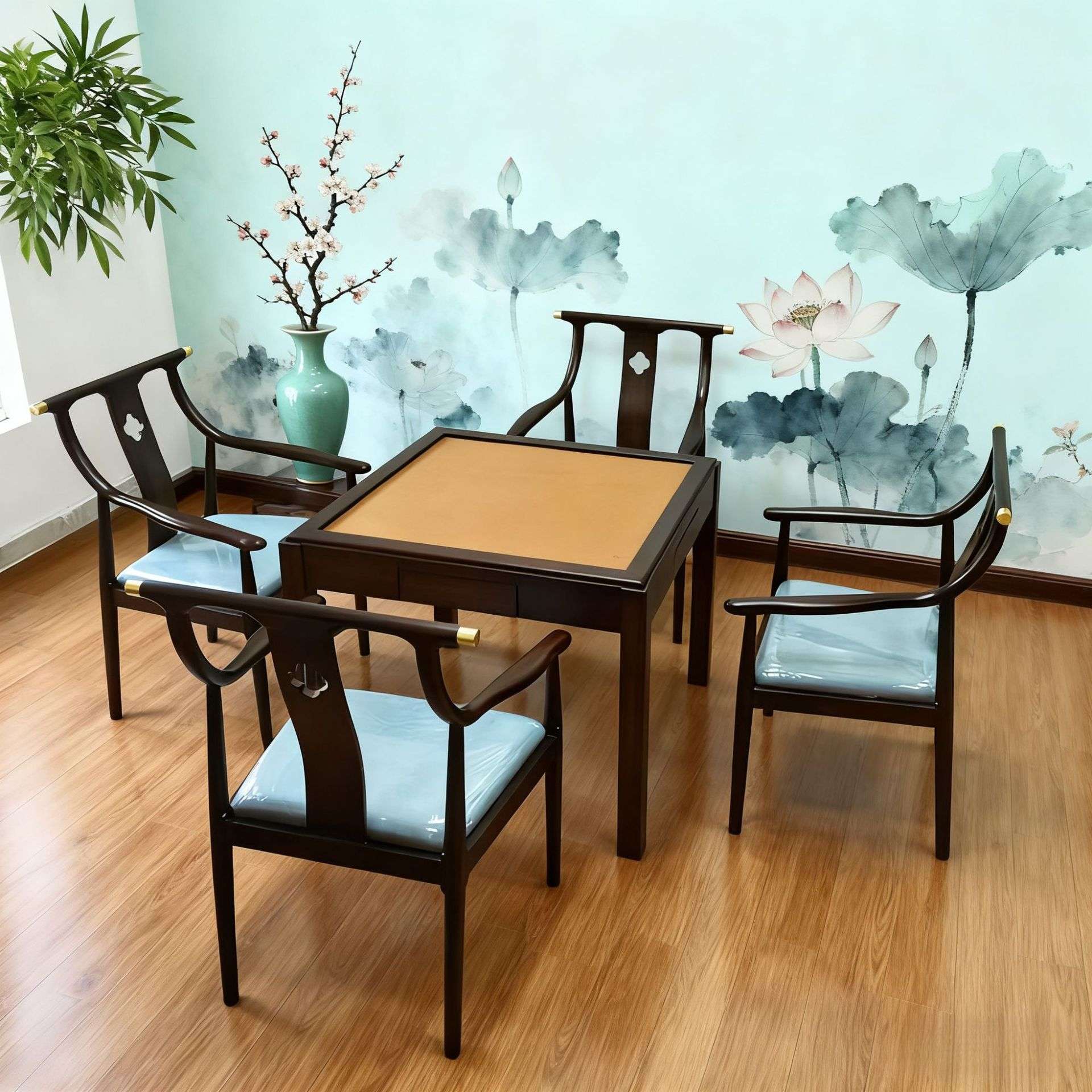 湘豪源头工厂现代简约茶楼家用实木棋牌桌 棋牌桌支持一件代发