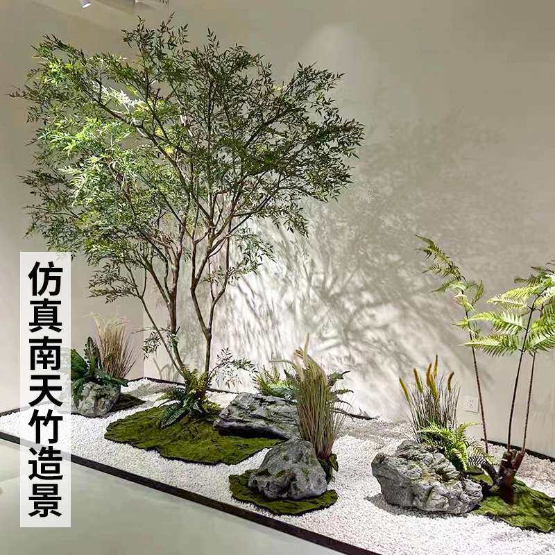 直销网红大型仿真南天竹绿植假树 室内外枯山水造景装饰景观植物