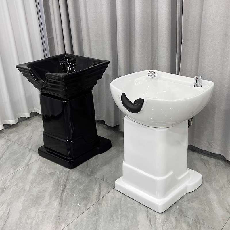 发廊理发店立式洗头床美发洗头盆冲水池冲水盆陶瓷盆配件立柱底座