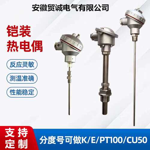 贸诚仪表WRN2-221、WRN-221 K型单/双支热电偶L=650mm 0-900℃