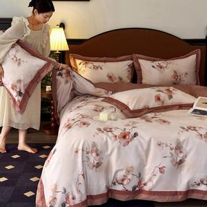 屿川优选丨100支法式浪漫澳棉长绒棉数码印花四件套轻奢床上用品