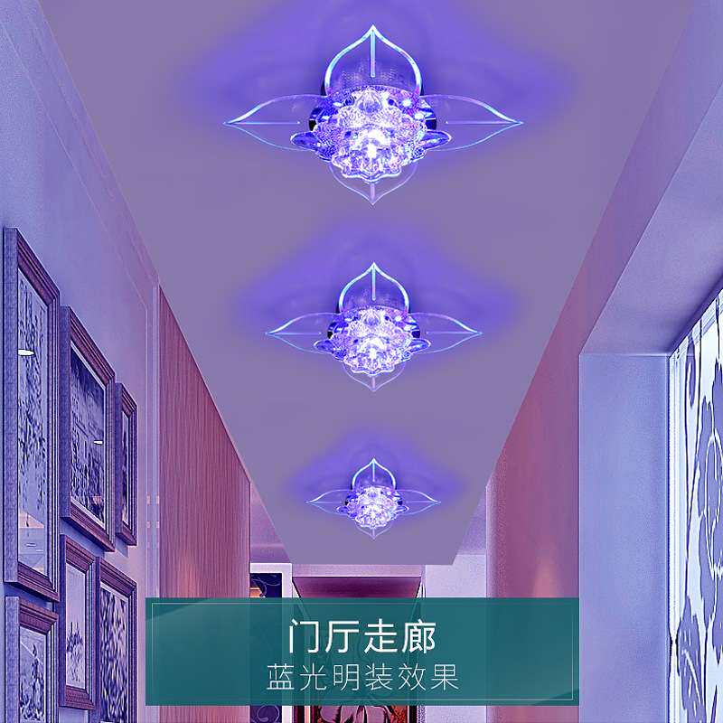 创意玄关灯现代简约门厅灯LED过道灯走廊灯 水晶天花射灯入户灯