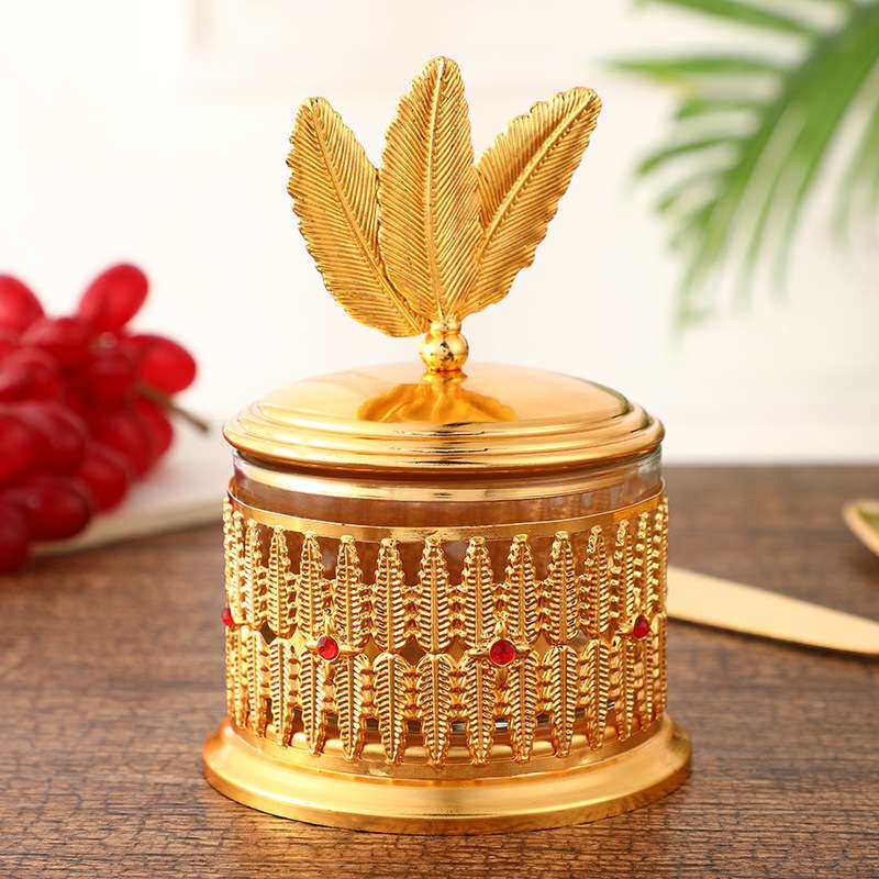 创意高档金属调味罐家用厨房干果糖盅储存罐欧式轻奢精致工艺品