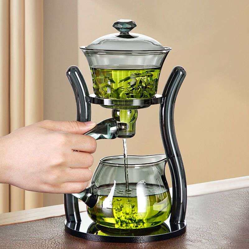 耐高温加厚懒人茶具简约家用泡茶器高硼硅玻璃磁吸半自动茶具套装