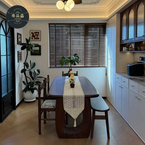 中古风原木复古餐桌轻法式大长桌设计师实木书桌家用餐桌椅组合