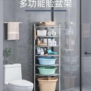 不锈钢脸盆架卫生间置物架落地式家用厕所三角架浴室转角收纳架子