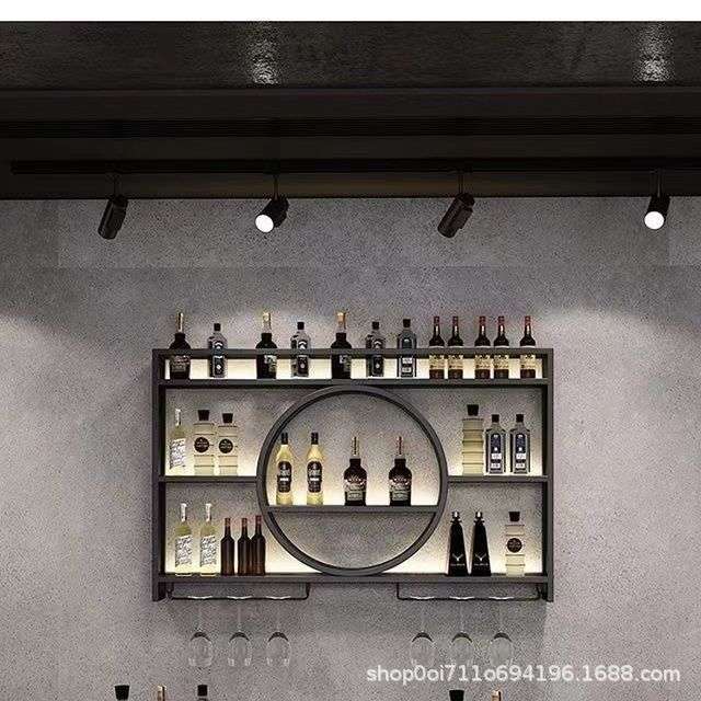 吧台铁艺酒柜墙上壁挂式酒架酒柜家用小型客厅酒吧餐厅悬浮挂壁柜