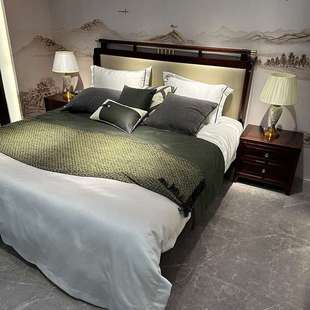 乌金木实木床双人床1米8新中式主卧婚床现代简约卧室家用2米大床