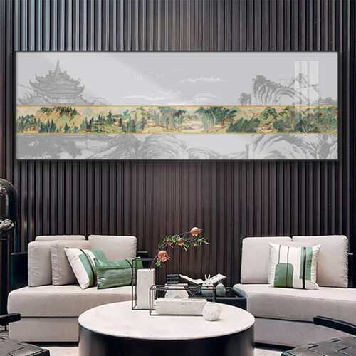 新中式横幅装饰画大气山水画中国风客厅卧室书房挂画禅意茶室壁画
