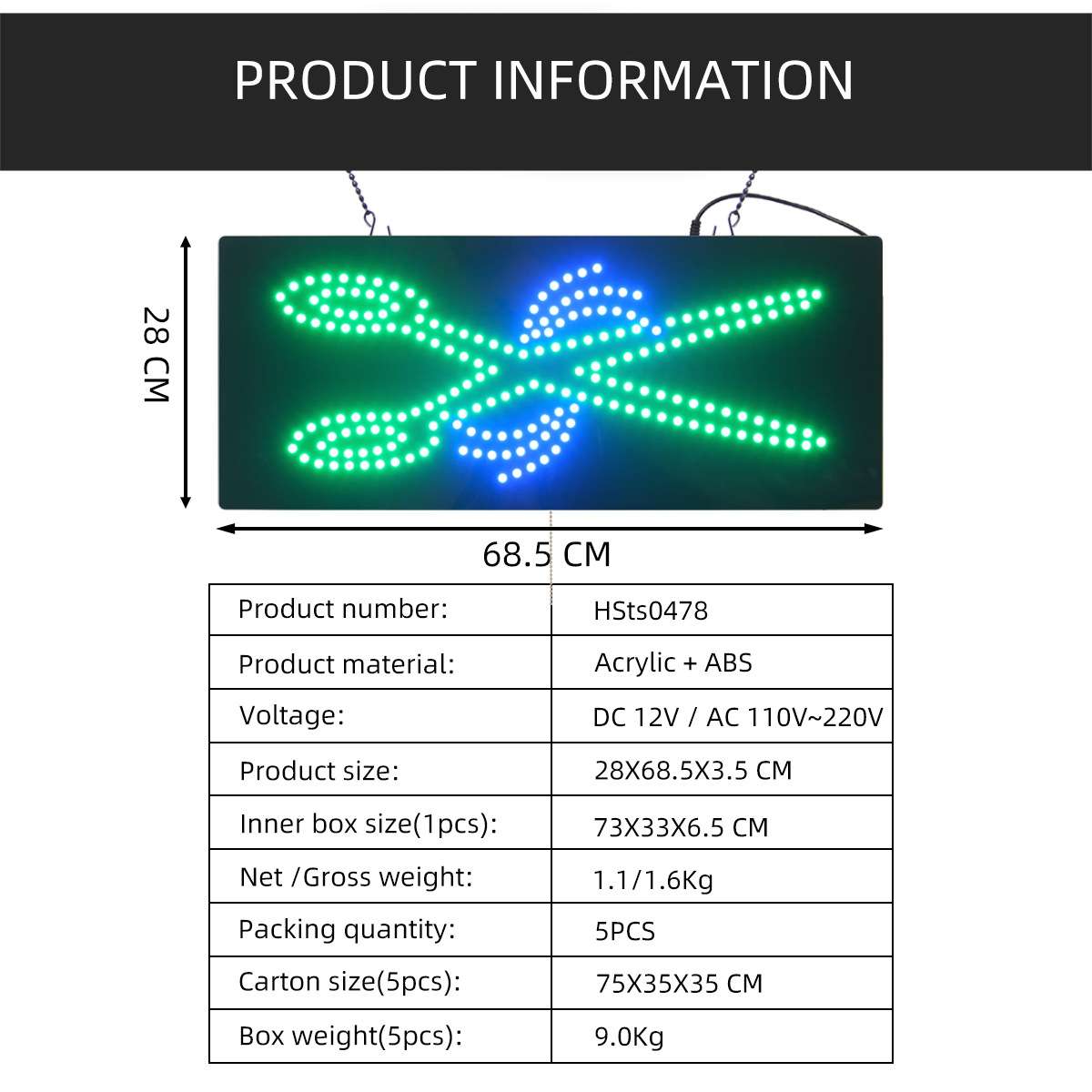理发店使用的广告牌标识11*27英寸室内LED广告牌灯箱亚克力展示牌