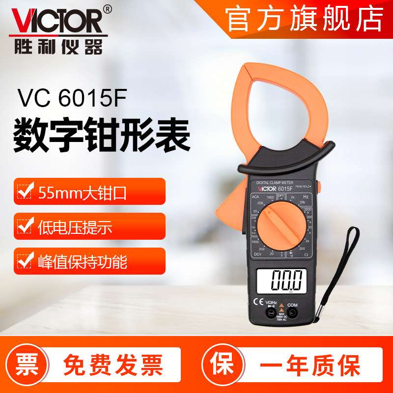 钳形表 胜利DM6015F防烧保护钳表55mm大钳口钳形电流表钳形万用表