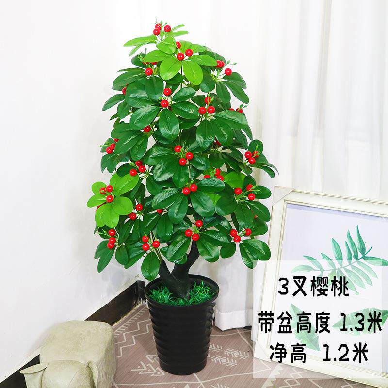 假树植物樱桃树橘子树室内落地盆栽客厅装饰摆设塑料植物盆景