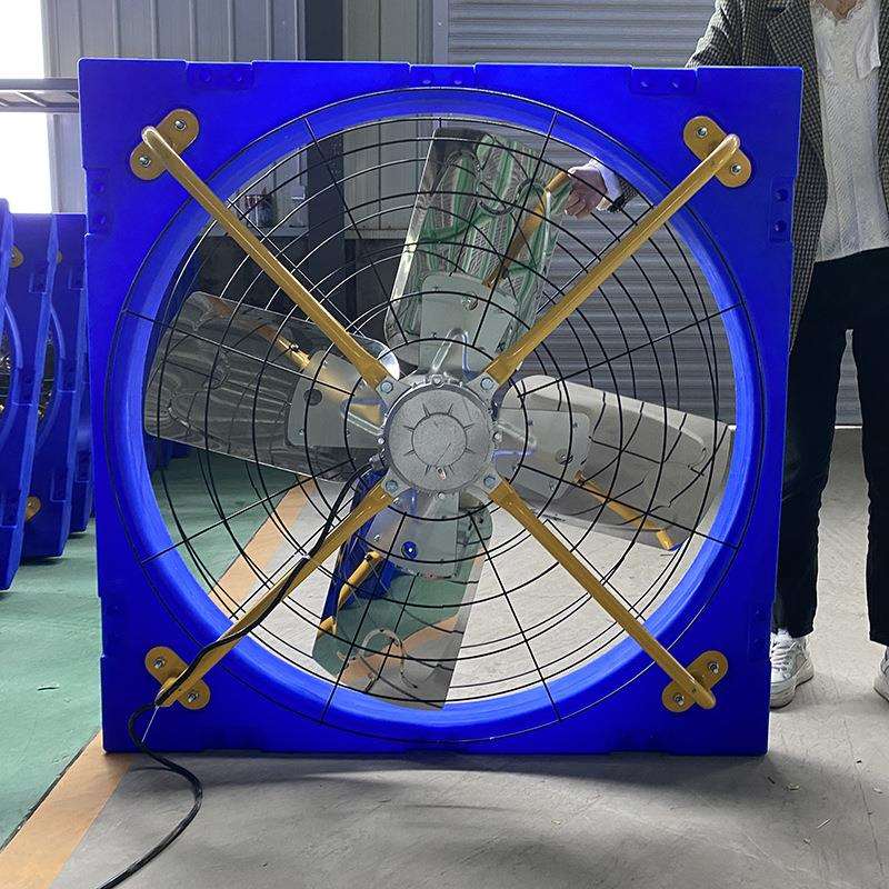 养殖场用大功率镀锌板悬挂式风机 牛舍养猪场降温风扇温控设备