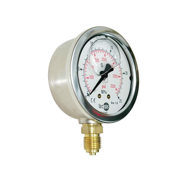供泰科斯tecsis不锈钢压力表耐震振充油注液径向YBN63 25MPa G1/4