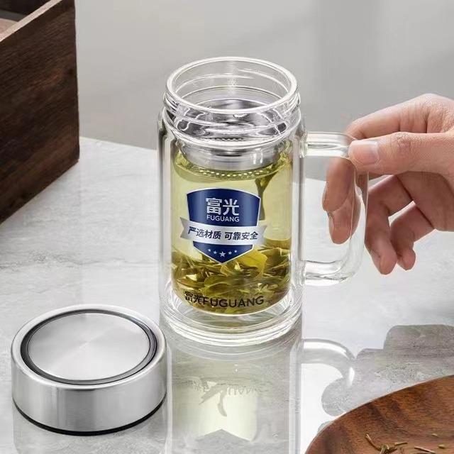 尊爵玻璃办公杯400毫升双层玻璃杯630毫升单层玻璃杯