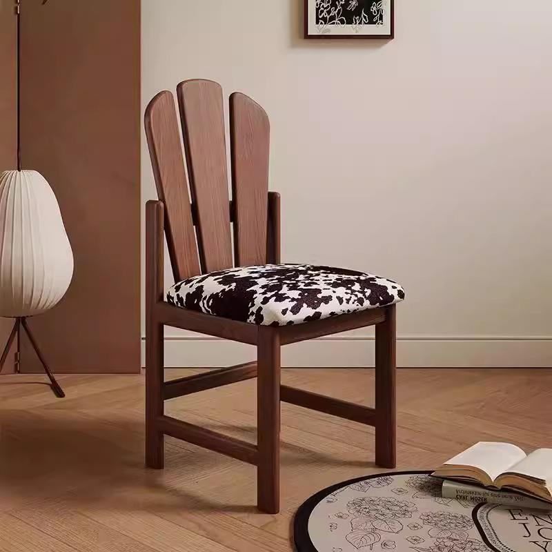 中古实木餐椅设计师创意艺术家用书桌椅咖啡厅休闲椅个性梳妆椅子
