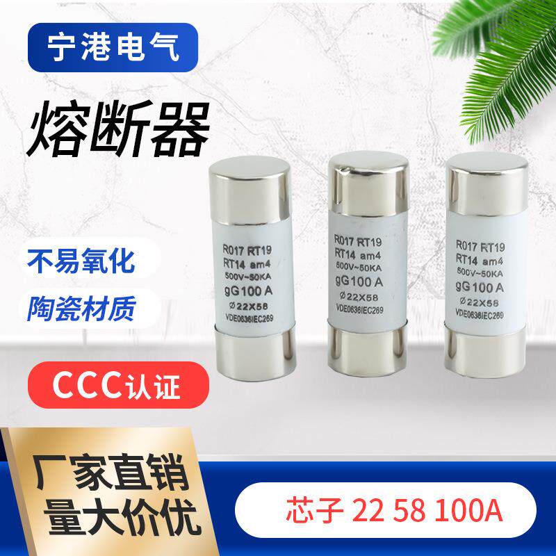 宁港现货供应陶瓷材质光伏电流保险丝管22/58/100A熔芯熔断器