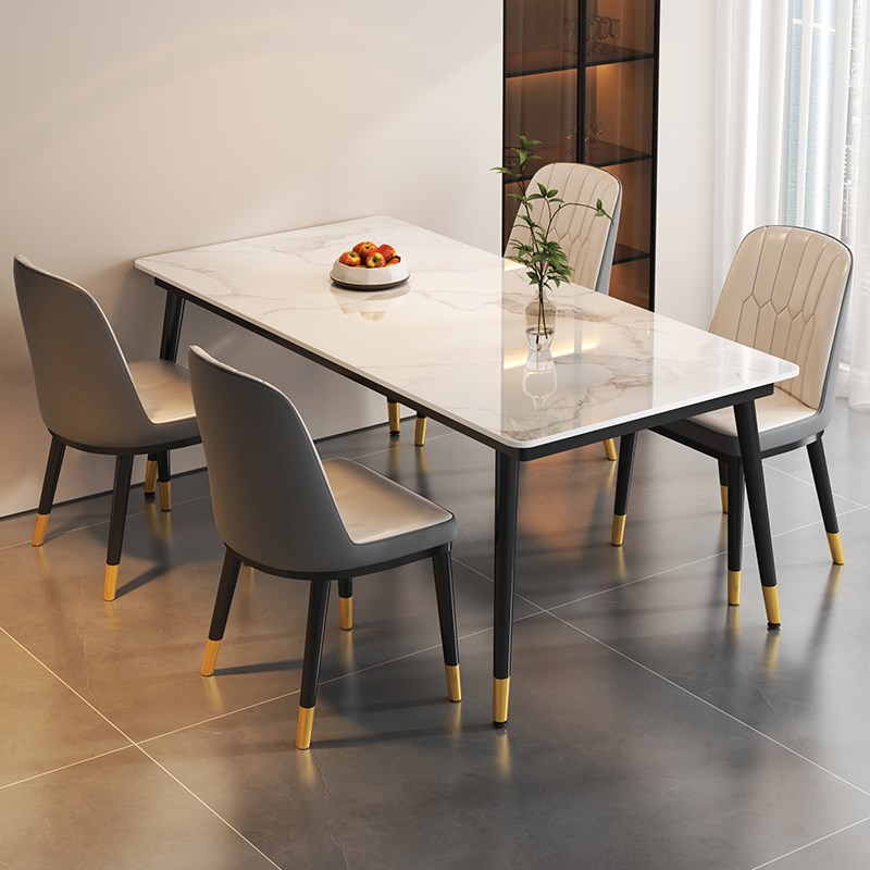 岩板餐桌椅组合家用轻奢吃饭桌子餐厅简约L长方形小户型大理石桌