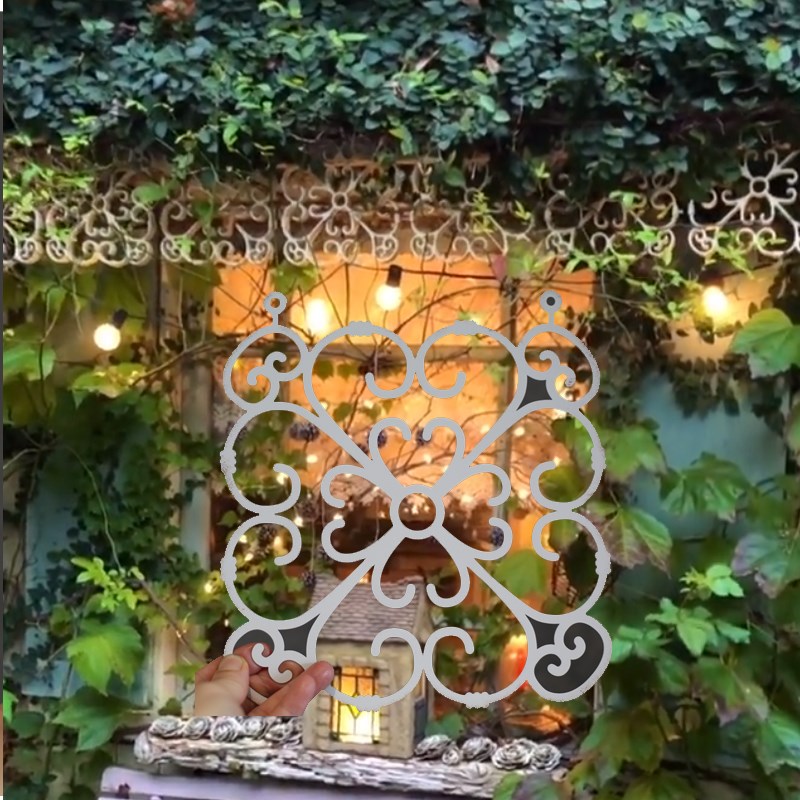 铁艺屋檐装饰g角花铁片花窗挂件铁花花园门庭院栏杆壁饰栅栏墙面