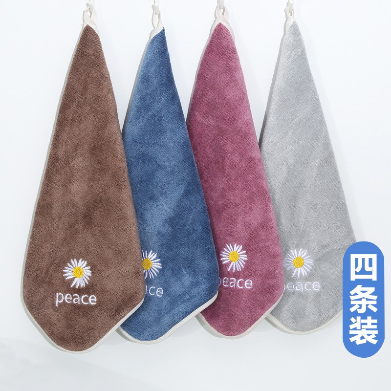 擦手巾挂式厨房可爱毛巾抹布x吸水家用卫生间手布手帕珊瑚绒擦手