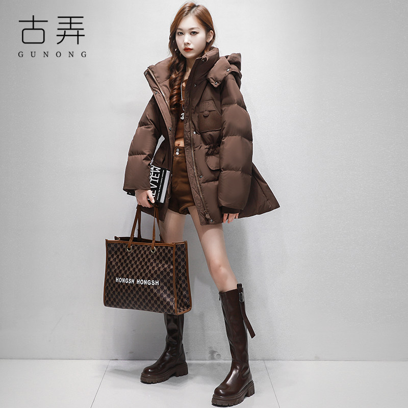 潮牌羽绒服女中长款小个子修身收腰2025新款冬季时尚洋气显瘦外套