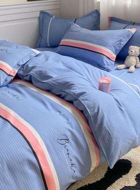 热款植物羊绒四件套 亲肤柔软高密小清新床品套件 磨毛加厚保暖