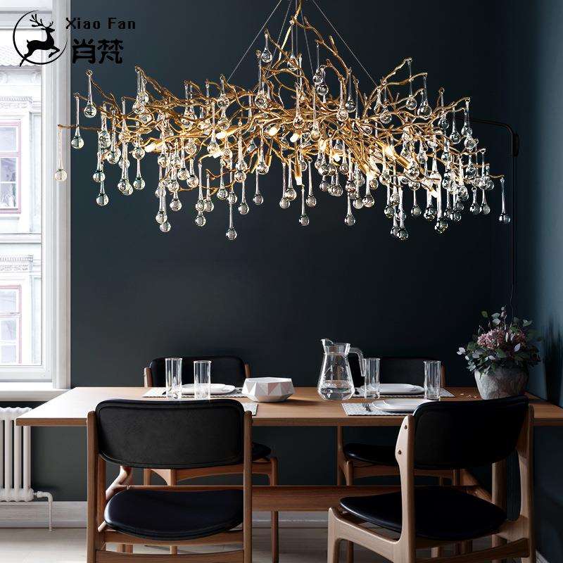 肖梵设计师轻奢全铜别墅客厅水晶吊灯创意个性树枝服装店餐厅灯具