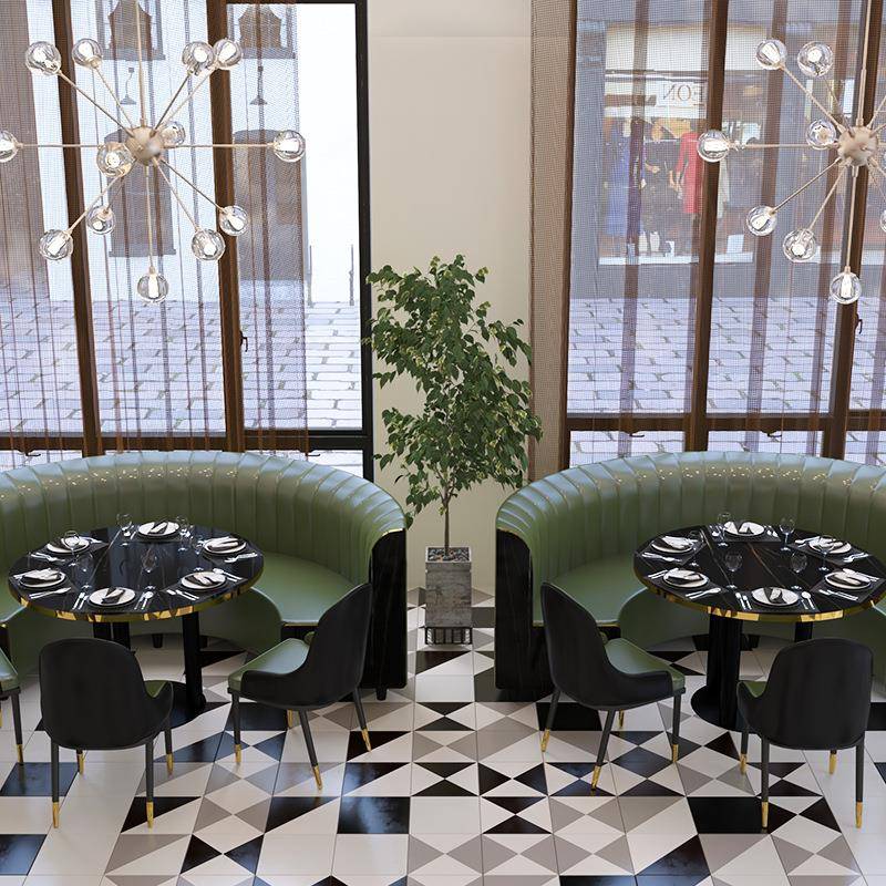 轻奢酒吧餐厅半圆卡座奶茶店清吧餐桌咖啡厅沙发餐饮店桌椅组合