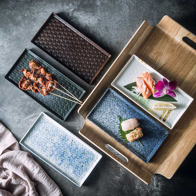 ?RP4T 2022新款陶瓷盘子 干冰三文鱼刺身盘寿司盘饺子盘 家用