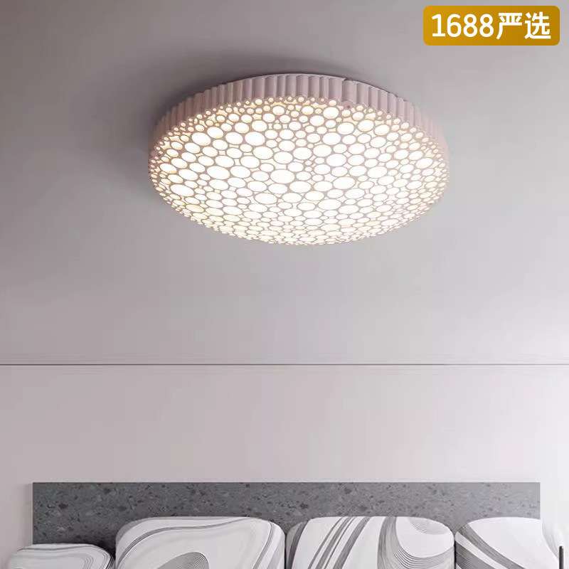 【严选】吸顶灯意式简约蜂巢网格设计护眼led顶灯灯具主卧圆形灯